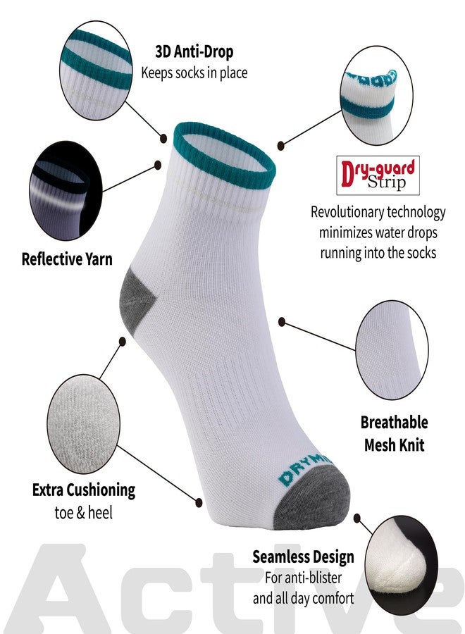 DRYMILE Active Waterproof Socks, Breathable Cushioned Running, Hiking, Winter Waterproof Socks for Men & Women - Ankle (Large, White/Teal) - Image 5