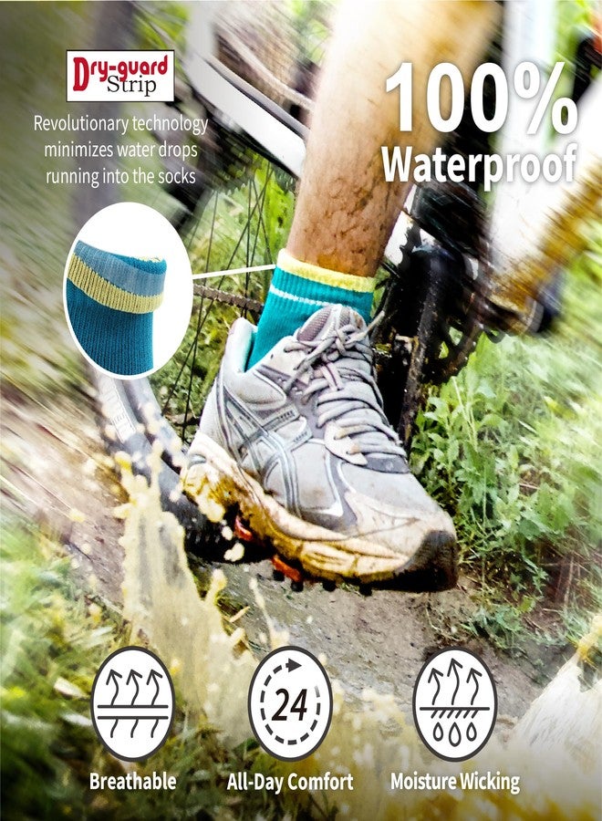 DRYMILE Active Waterproof Socks, Breathable Cushioned Running, Hiking, Winter Waterproof Socks for Men & Women - Ankle (Large, White/Teal) - Image 3