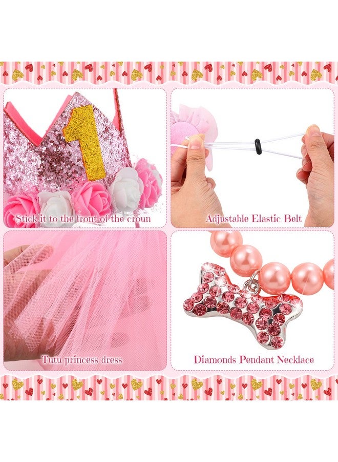 مايتيز مجموعة من 13 قطعة من لوازم حفلات أعياد ميلاد الكلاب من مايتيز، مناديل على شكل كلبة لطيفة، تنورة توتو وردية، قبعة على شكل تاج للجرو، قلادة من اللؤلؤ، لافتة عيد ميلاد سعيد، 9 بالونات وردية على شكل مخلب نباح، لعبة للجراء والقطط الأليفة - Image 3