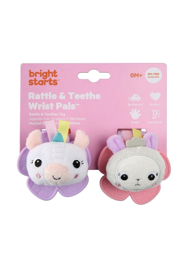 Bright Starts Rattle & Teethe Wrist Pals Unicorn & Llama Rattle & Teether Toy Set (Pack of 2) - Image 1