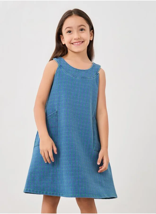 ستايلي Styli Plaid Pocket Detail Sleeveless Dress