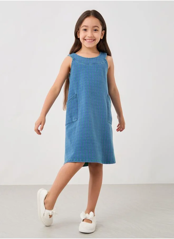 ستايلي Styli Plaid Pocket Detail Sleeveless Dress