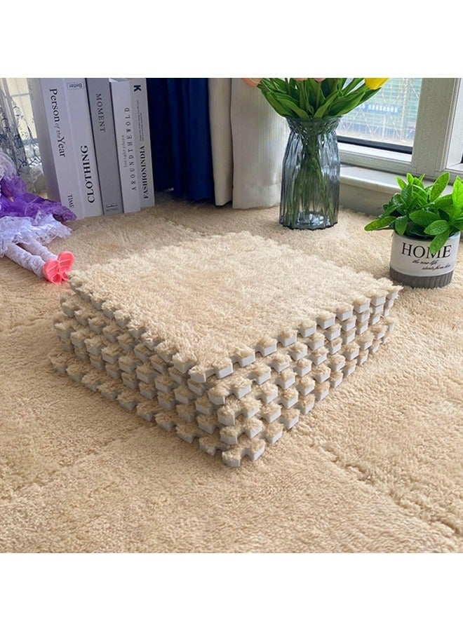 جيجيرو سجادة أرضية من الإسفنج القطيفة مكونة من 12 قطعة ، سجادة أرضية بنافذة الخليج ، سجادة مربعة متشابكة لمنطقة منفوشة ، وسائد مقاعد مريحة مضادة للانزلاق ، سجادة أرضية من الإسفنج - Image 1