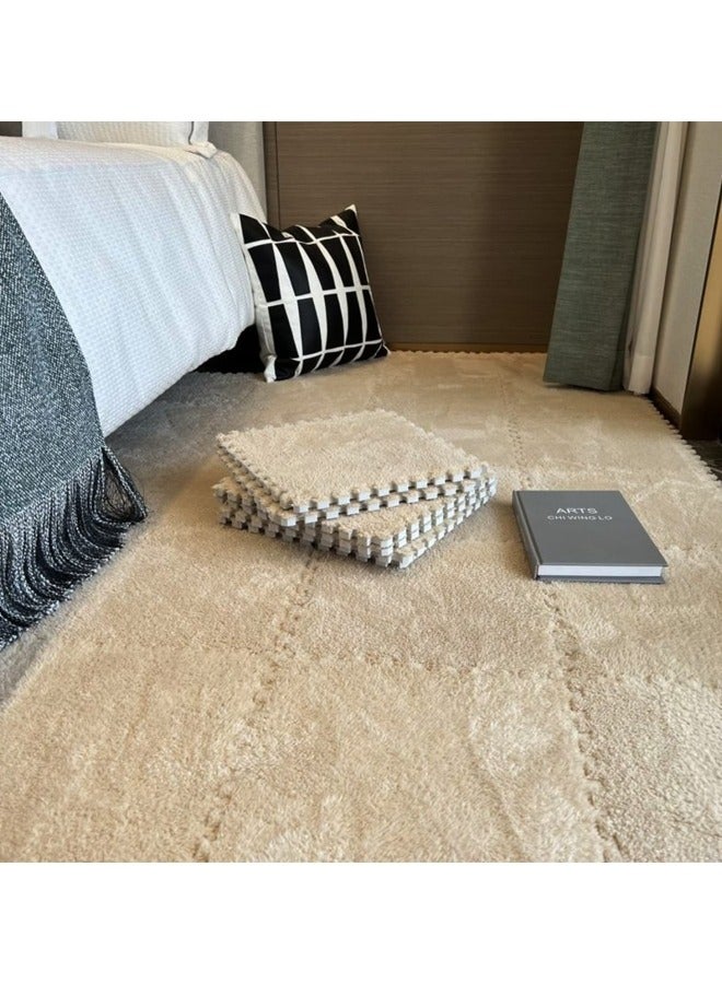 جيجيرو سجادة أرضية من الإسفنج القطيفة مكونة من 12 قطعة ، سجادة أرضية بنافذة الخليج ، سجادة مربعة متشابكة لمنطقة منفوشة ، وسائد مقاعد مريحة مضادة للانزلاق ، سجادة أرضية من الإسفنج - Image 4