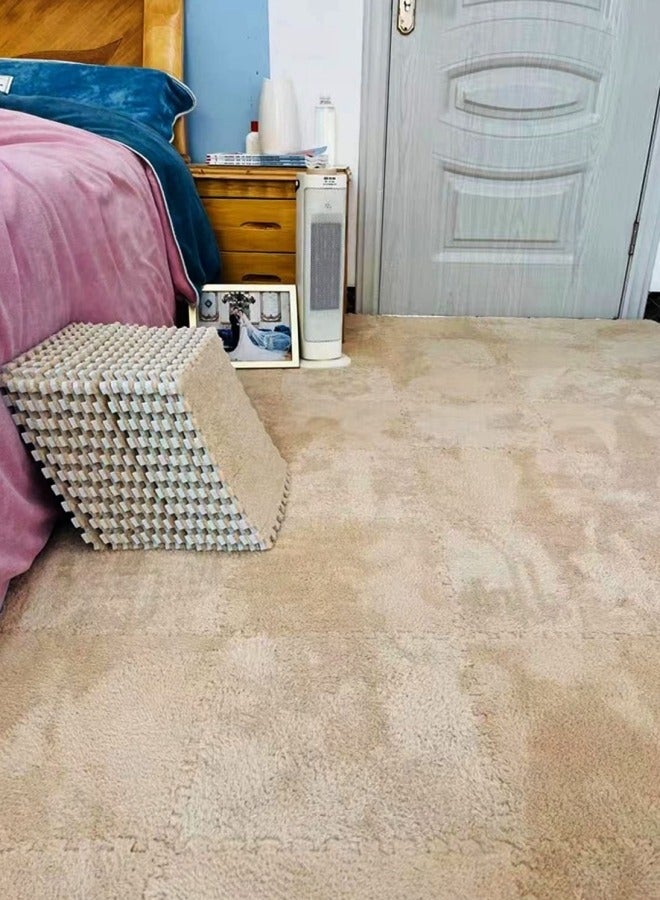 جيجيرو سجادة أرضية من الإسفنج القطيفة مكونة من 12 قطعة ، سجادة أرضية بنافذة الخليج ، سجادة مربعة متشابكة لمنطقة منفوشة ، وسائد مقاعد مريحة مضادة للانزلاق ، سجادة أرضية من الإسفنج - Image 5