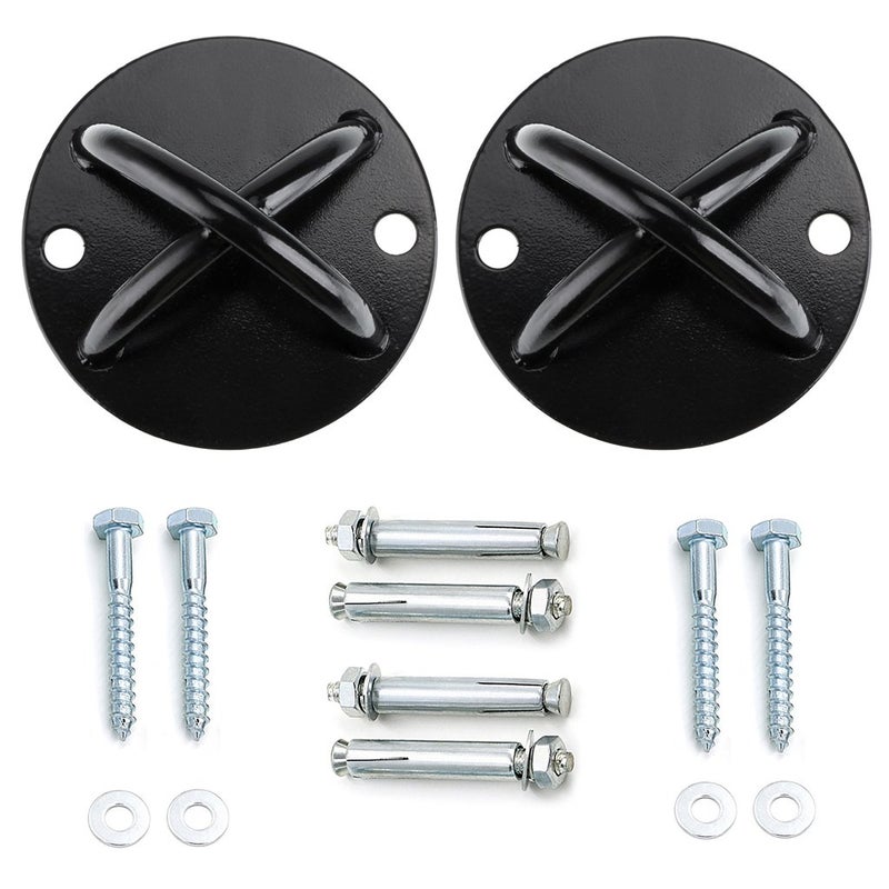 Hipiwe Ceiling Anchor - Wall Mount Bracket for Suspension Straps, Gymnastic Rings, Aerial Yoga Swing & Hammock, Resistance Band, Battle Rope (2 pc Black) - Image 1