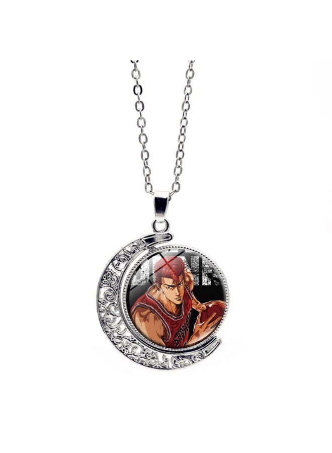KUYING New Slam Dunk Double Sided Rotating Moon Pendant Necklace 