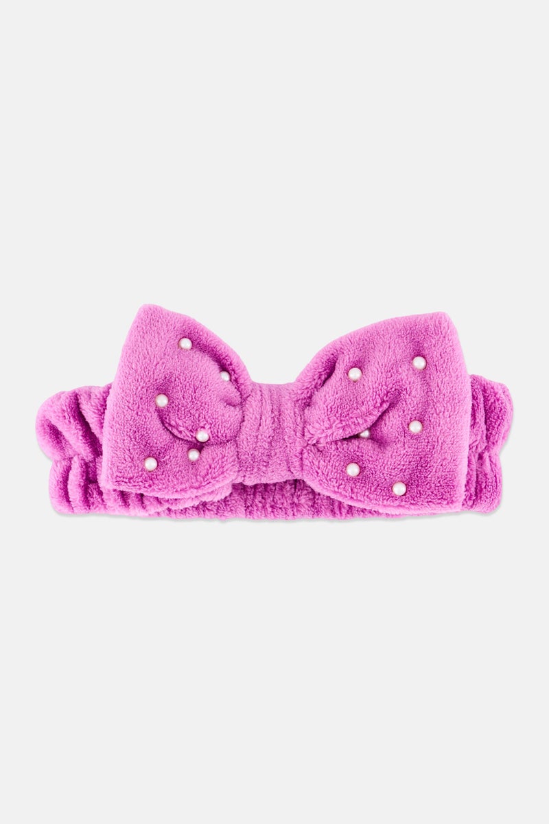 Olivia Rose Women Embellished Bow Spa Headband, Purple - Image 3