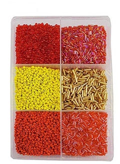 eshoppee eshoppee Glass Seed Beads, Pipes for Jewellery Art and Crafts Embroidery Necklace Bracelet Earring Materials DIY Making Kit (Red and Yellow) -300 gm  - Image 1