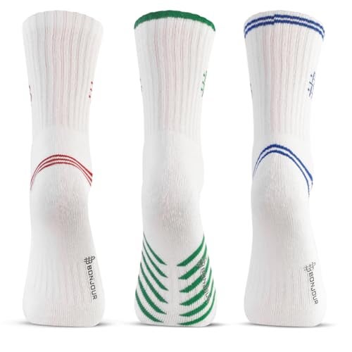 Bonjour Men’s Crew Length Cotton Socks – White, Pack of 3 Pairs | Soft, Breathable & Comfortable Everyday Wear - Image 2