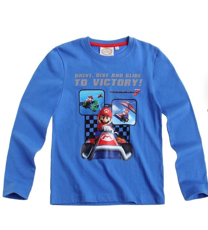 Nintendo Super Mario kart Nintendo world Boys Long Sleeve T-shirt by Kids TV - Image 1