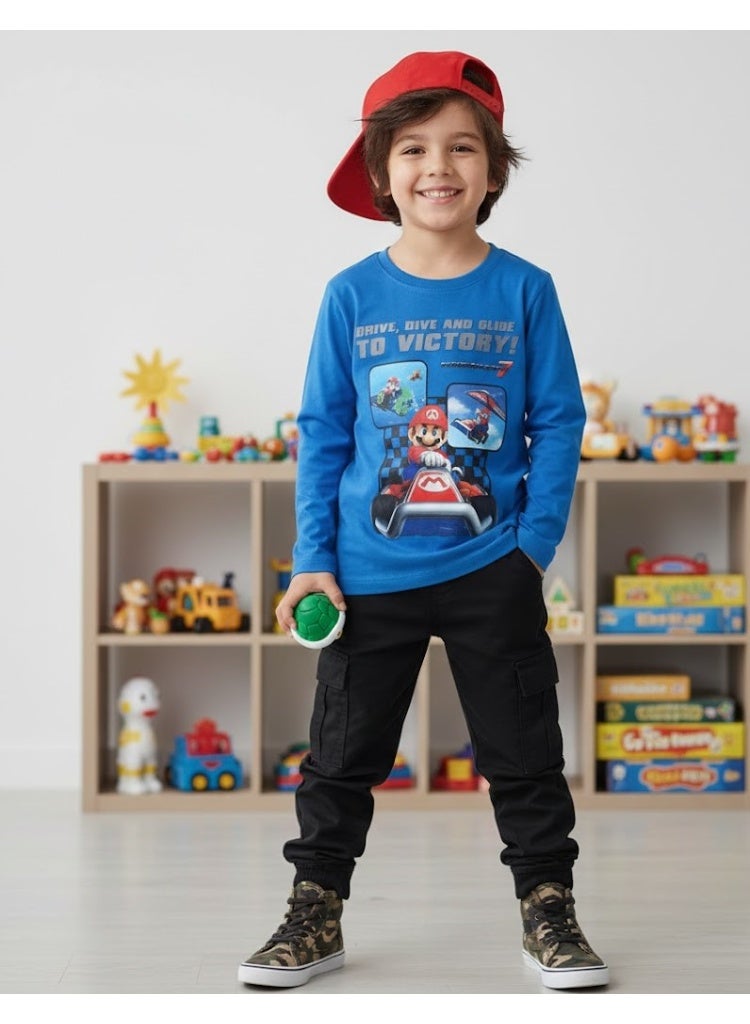 Nintendo Super Mario kart Nintendo world Boys Long Sleeve T-shirt by Kids TV - Image 3