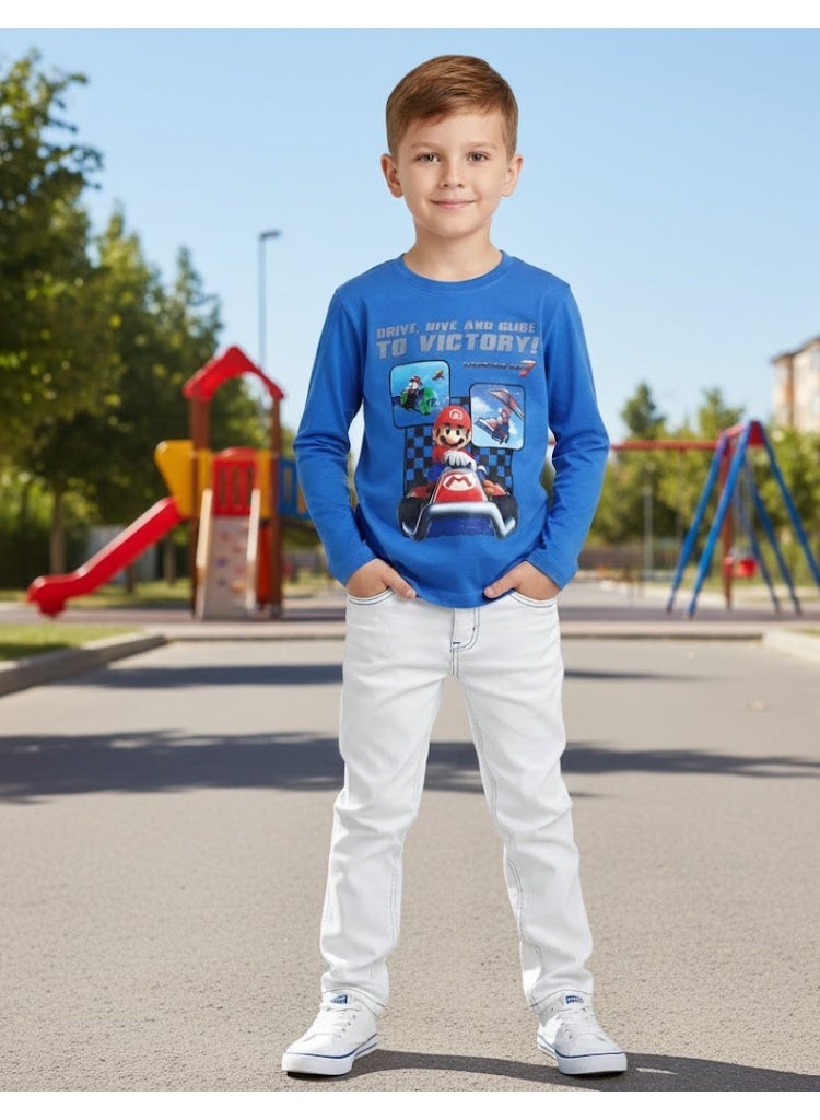 Nintendo Super Mario kart Nintendo world Boys Long Sleeve T-shirt by Kids TV - Image 4