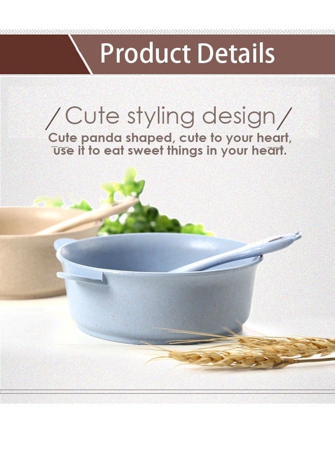 Unbreakable Bowls,Cartoon Panda Design Feeding Bowl With Spoon,Wheat Straw Dinnerware , Dinner Plates, Dessert Plate,Lightweight,Cereal Bowls, Anti Scald and Anti Drop Microwave Oven is Available - Image 2