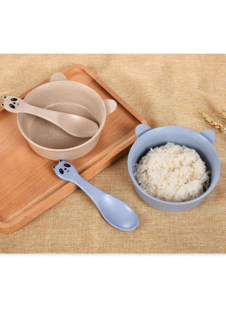 Unbreakable Bowls,Cartoon Panda Design Feeding Bowl With Spoon,Wheat Straw Dinnerware , Dinner Plates, Dessert Plate,Lightweight,Cereal Bowls, Anti Scald and Anti Drop Microwave Oven is Available - Image 5
