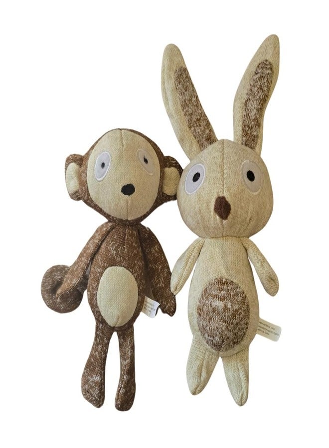 Set of 2 Plush Dog Toys – Monkey & Bunny, Soft Durable Squeaky Pet Toys for Interactive Play - Image 1