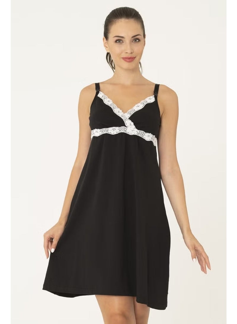 For You Moda Black Nursing Nightgown S32120 - Image 2