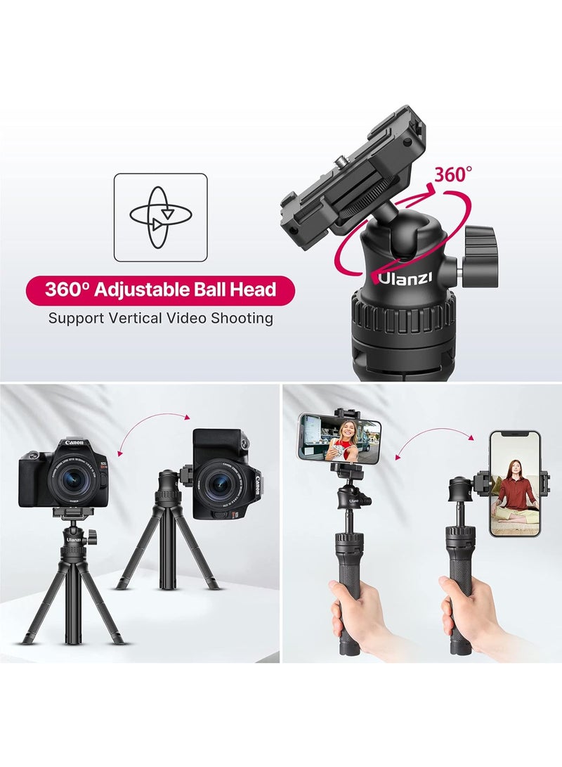 Ulanzi Mini Vlog Tripods with 360° Ball Head & Cold Shoe Lightweight Portable Travel Vlog Selfie Stick Handle Grip Tripod for iPhone, for DSLR, for Sony (MT-34) - Image 4