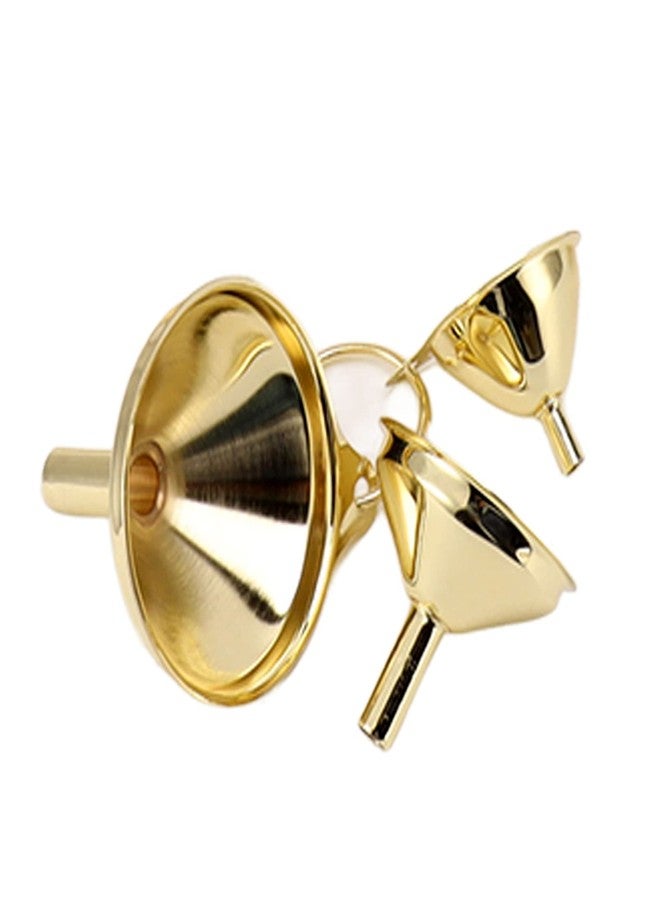 Estink 3 Piece Golden Stainless Steel Funnel Set Multi Size Kitchen Tools for Liquids Oils Gold Finish - Image 1