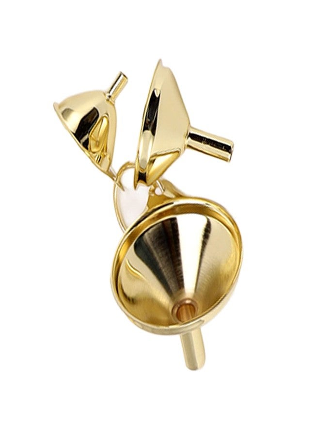 Estink 3 Piece Golden Stainless Steel Funnel Set Multi Size Kitchen Tools for Liquids Oils Gold Finish - Image 5