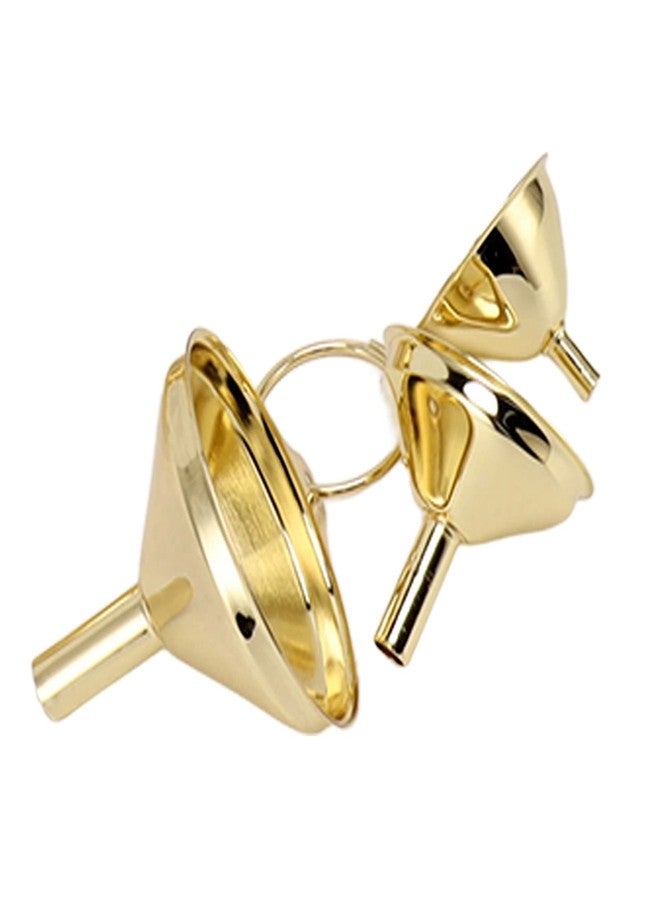 Estink 3 Piece Golden Stainless Steel Funnel Set Multi Size Kitchen Tools for Liquids Oils Gold Finish - Image 3