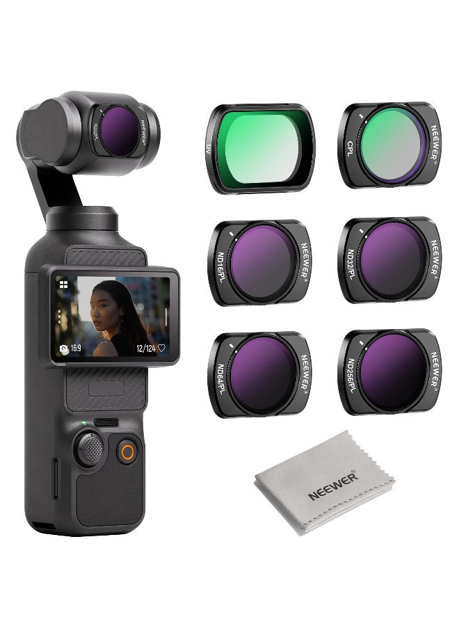 NEEWER Magnetic ND/PL Filter Kit 6-Pack for DJI Pocket 3 – Multi-Coated HD Optical Glass, UV/CPL/ND16/32/64/256, Anti-Glare, Color Boost, Quick Attach Camera Filters for OSMO Pocket 3 - Image 1