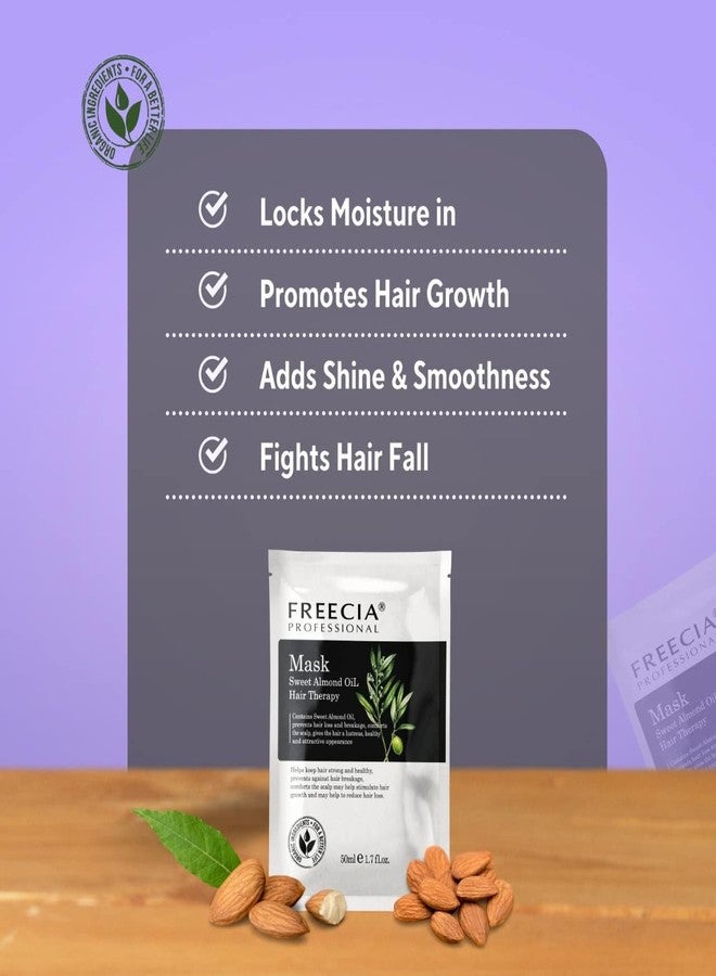 FREECIA Professional Hair Mask for Dry & Damaged Hair with Sweet Almond Oil, Prevents Hair Loss & Breakage, Locks Moisture, Scalp Care, Soft and Shiny Hair, Suitable for Men & Women - 50ml - Image 4