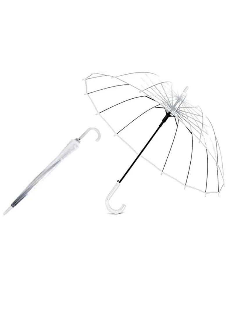 مظلة شفافة شبه أوتوماتيكية بمقبض طويل - Image 1