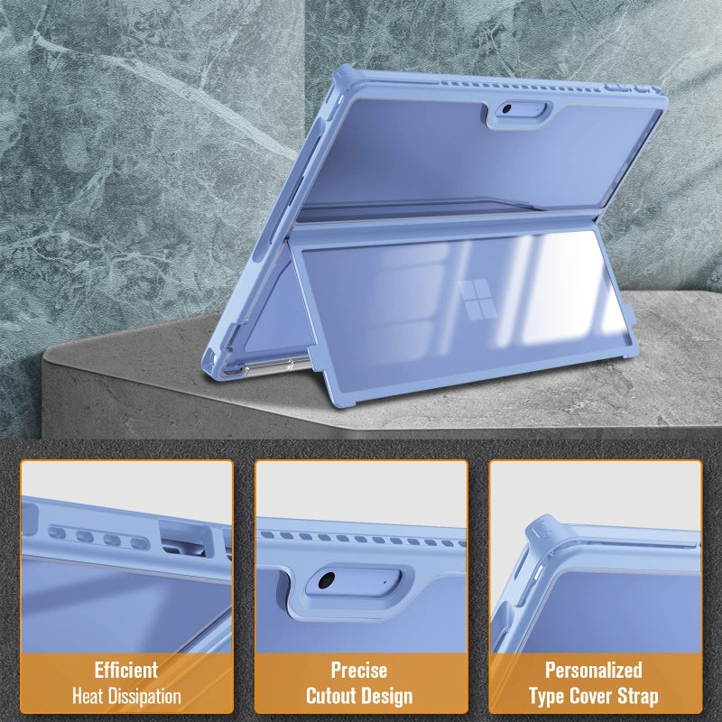 Fintie Hard Case for 13 Inch Microsoft Surface Pro 11/10/9 - Shockproof Folio Rugged Cover with Clear Transparent Back Shell Compatible with Type Cover Keyboard, Blue - Image 4