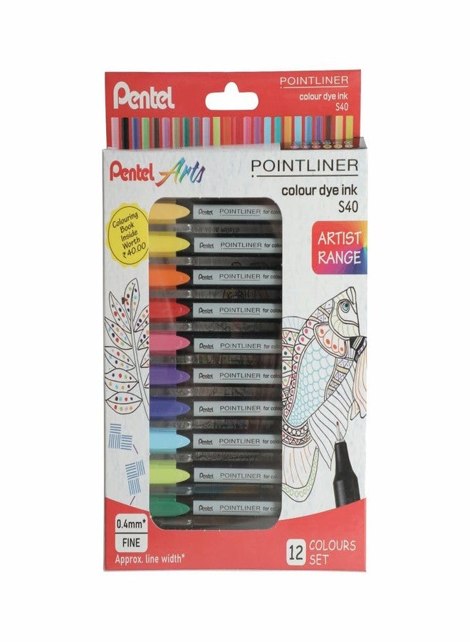 Pentel S40 Pointliner Marker Set | Durable Tip & Non-Toxic Ink | Waterbased Fade Resistant Pigment Ink | Ideal for Craft, Drawing, Writing & Marking, 12 Shades (Multicolor) - Image 5