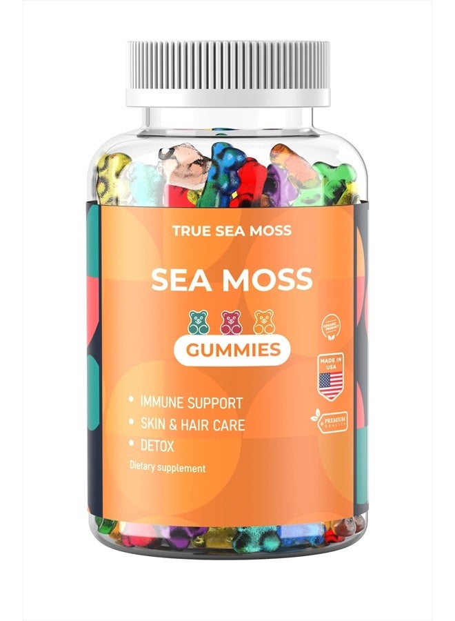 True Sea Moss Organic Sea Moss Gummies – Contains Irish Sea Moss + Burdock Root + Bladderwrack – 60 Gummies for Stronger Immune, Healthier Skin & Hair, Detox – Great for Kids & Adults, Made in USA (1) - Image 4