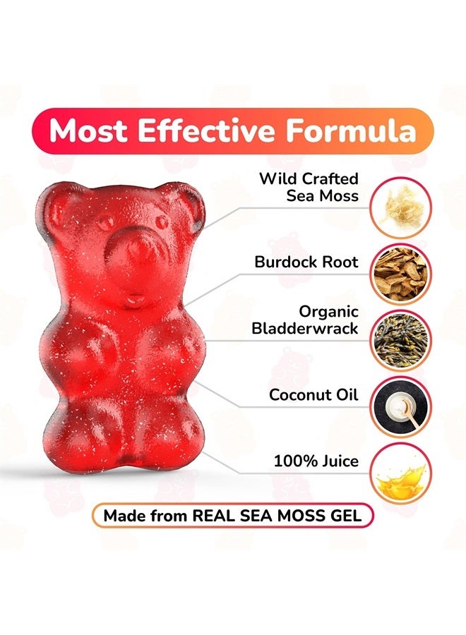 True Sea Moss Organic Sea Moss Gummies – Contains Irish Sea Moss + Burdock Root + Bladderwrack – 60 Gummies for Stronger Immune, Healthier Skin & Hair, Detox – Great for Kids & Adults, Made in USA (1) - Image 5