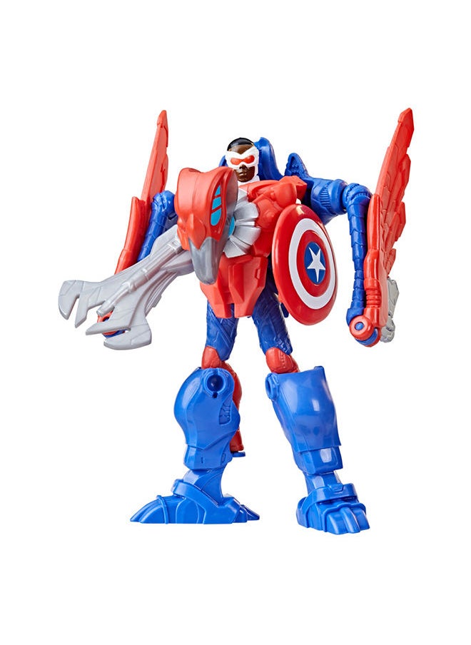 MARVEL CLASSIC Marvel Mech Strike Mechasaurs, 4-Inch Captain America with Redwing Mechasaur Action Figures  - Image 2