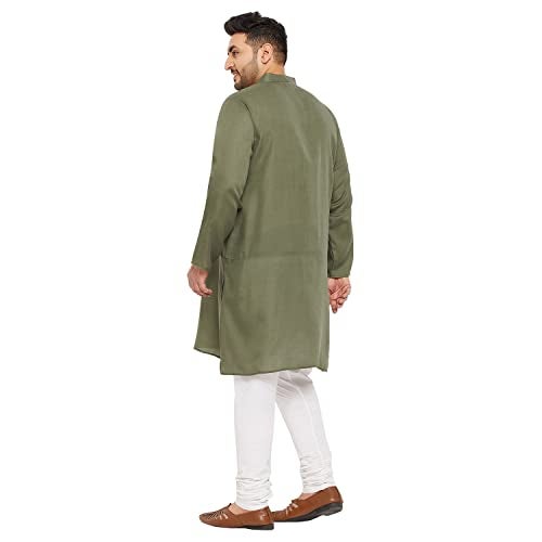 Bigbanana Plus Size Men's Regular Fit Kurta (Ullas-Olive,Olive,5XL) - Image 5