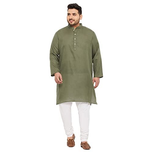 Bigbanana Plus Size Men's Regular Fit Kurta (Ullas-Olive,Olive,5XL) - Image 1