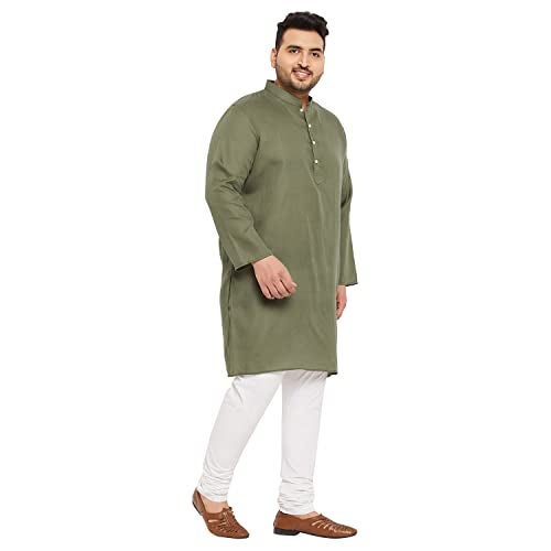 Bigbanana Plus Size Men's Regular Fit Kurta (Ullas-Olive,Olive,5XL) - Image 4