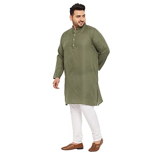 Bigbanana Plus Size Men's Regular Fit Kurta (Ullas-Olive,Olive,5XL) - Image 3