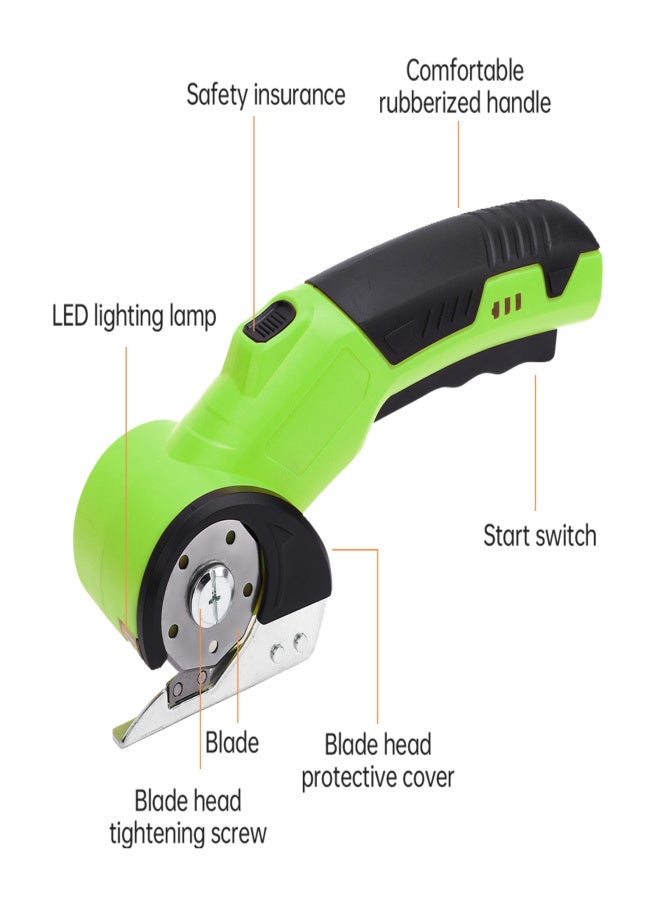 Cordless Electric Scissors 3.6V Rechargeable Cardboard Box Cutter Fabric Scissor with Spare Blade Safety Lock & LED Light for Leather Carpet Plastic Cutting Sewing Crafting Project Green - Image 4