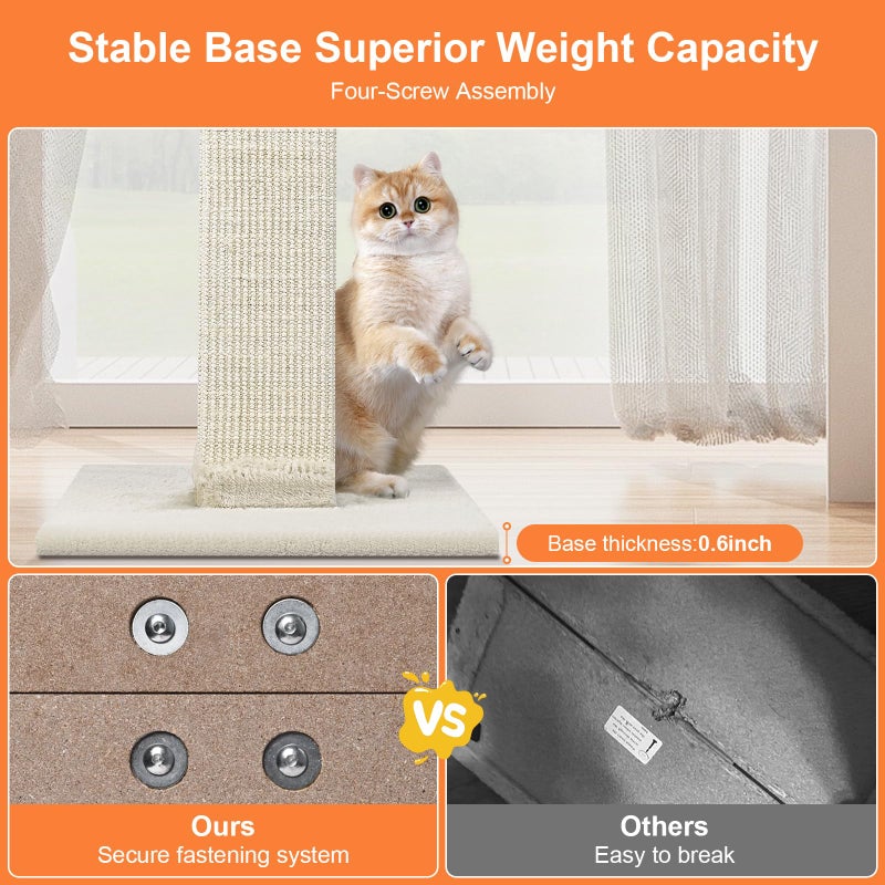 SOCATER Cat Scratching Post 33 Inch Nature Sisal Cat Scratch Post for Indoor Cats, Large Cat Scratcher Protect Your Furniture, for All Breeds - Image 5