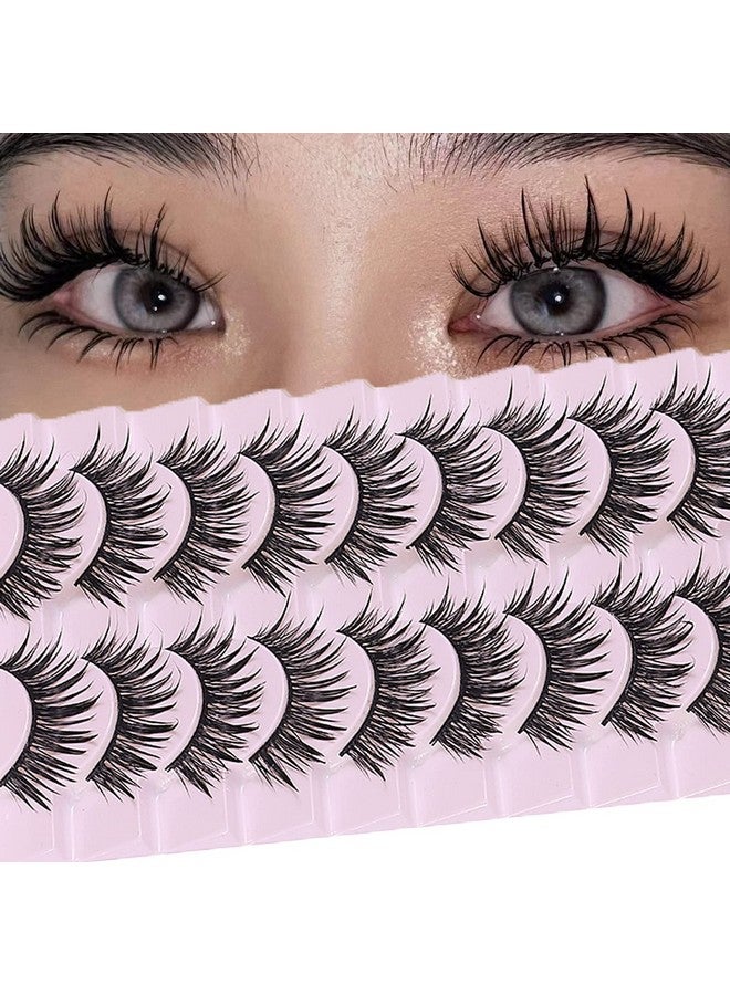 DSLONG 10 Pairs Manga Lashes Wet Look Lashes Effect Cat Eye Lashes Extension Fluffy Spiky Mink Lashes Japanese Cosplay Styles Anime Fake Eyelashes Reusable - Image 4