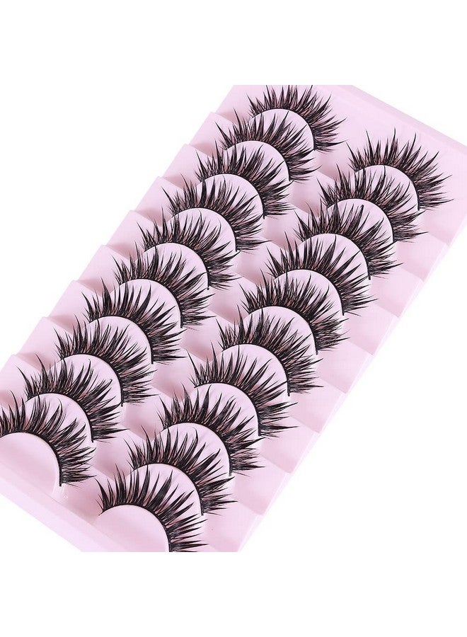 DSLONG 10 Pairs Manga Lashes Wet Look Lashes Effect Cat Eye Lashes Extension Fluffy Spiky Mink Lashes Japanese Cosplay Styles Anime Fake Eyelashes Reusable - Image 5