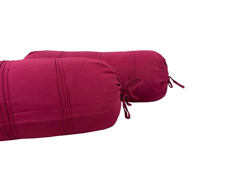 Swayam Set of 2 Cotton Bolster Cover | 30x30 Inch | Soft Breathable Masnad Cover 200TC | Durable & Washable | Solid Bolster Cover for Diwan, Bed & Sofa - Maroon - Image 3
