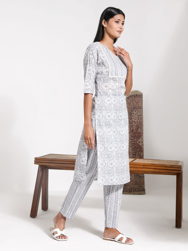 PRASHA Women's Grey Kurta Set - Image 3