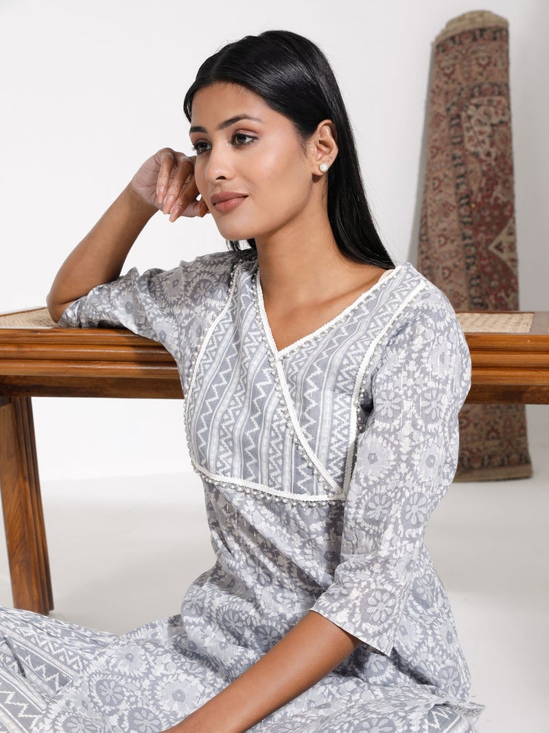 PRASHA Women's Grey Kurta Set - Image 1