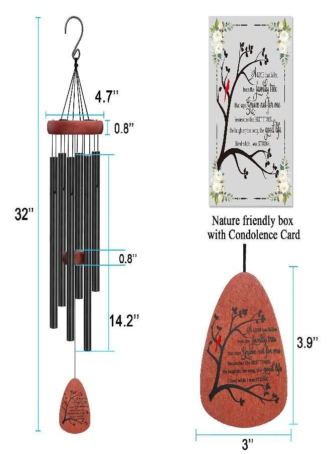 MEMGIFT - Cardinal Wind Chimes for Loss of Loved One Sympathy Gifts for Loss of Mother Father Daughter Brother Sister Son Dad Mom Husband Wife Best Friend Keepsake Outdoor Garden Yard Home A Limb Has Fallen - Image 1