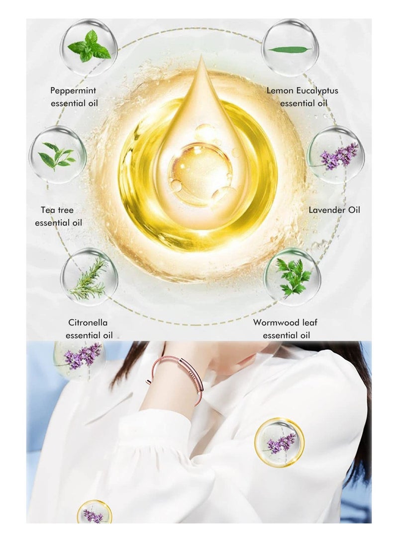 Zikra Mosquito Repellent Wristband,Adjustable Essential Oil Anti Mosquito Bracelet with 6 Replacement Sticks,Magnetic Anti Mosquito Wristband for Indoor Outdoor Trip 100% Natural Plant Essential Oil (Pink) - Image 4