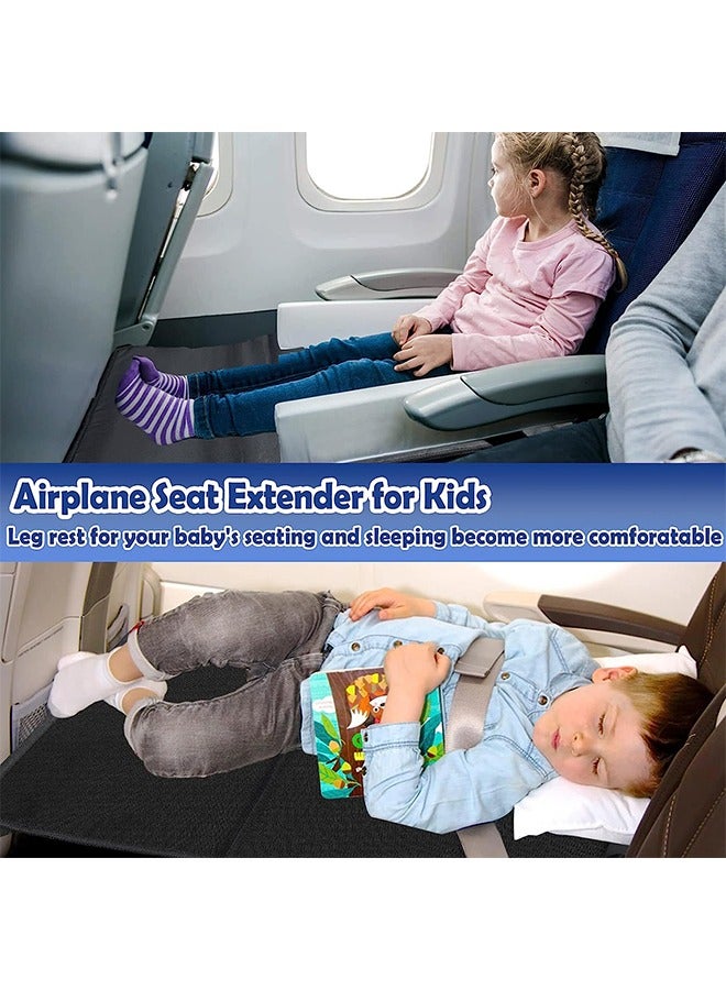 Airplane Seat Extender for Kids, Portable Travel Airplane Footrest, Baby Airplane Bed with Side Pockets, Flying Travel Essentials with Extended Area 11*4.7 in for Leg Rest  Lie Down (Black) - Image 2