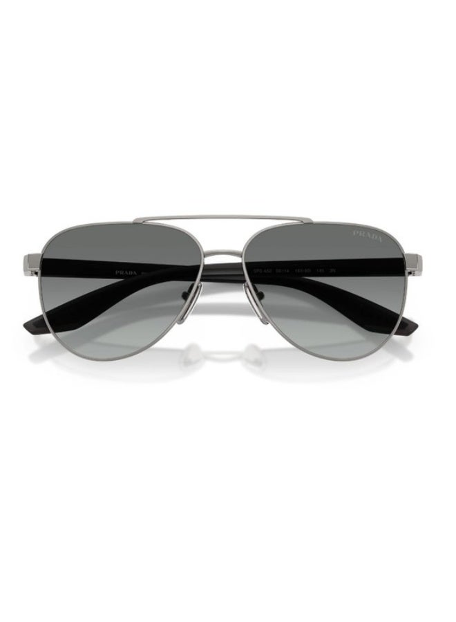 PRADA Linea Rossa Aviator Gunmetal Grey Gradient Sunglasses SPSA52S 5AV3M1 Size 58 - Image 4