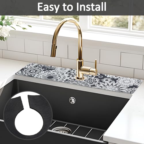 yrhsnclsdg 24" X 5.5" Kitchen Sink Splash Guard Faucet Mat Mandala Super Absorbent Fast Drying Faucet Guard & Draining Mat Sink Splash Guard Behind Faucet for Kitchen, Bathroom - Image 5