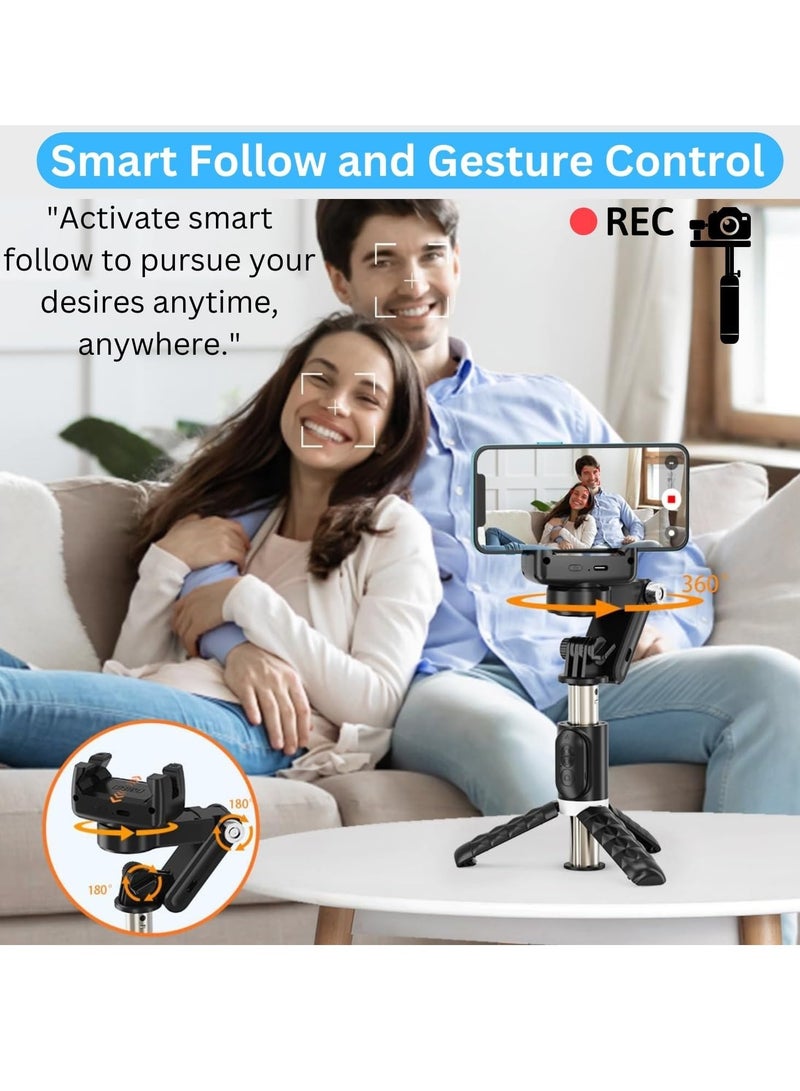 "Q18 Gimbal Stabilizer: 2-Axis Remote Control Intelligent Stabilizer for Smartphones, Auto Face Tracking, 360° Stabilization – Perfect for Vlogging, YouTube, and TikTok" - Image 2